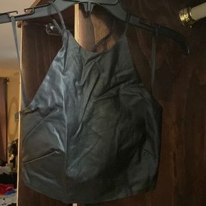 Hot Miami styles faux leather black crop top.